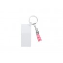 Acrylic  Keyring W/Pink Tassel (Rectangle, 7*3*0.4cm)(10/pack)